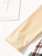 Baby Girls Plaid Bow Stitching Long Sleeve Dress