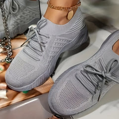 Women's Minimalist Solid Running Shoes Mesh Breathable Lace Up Sneakers