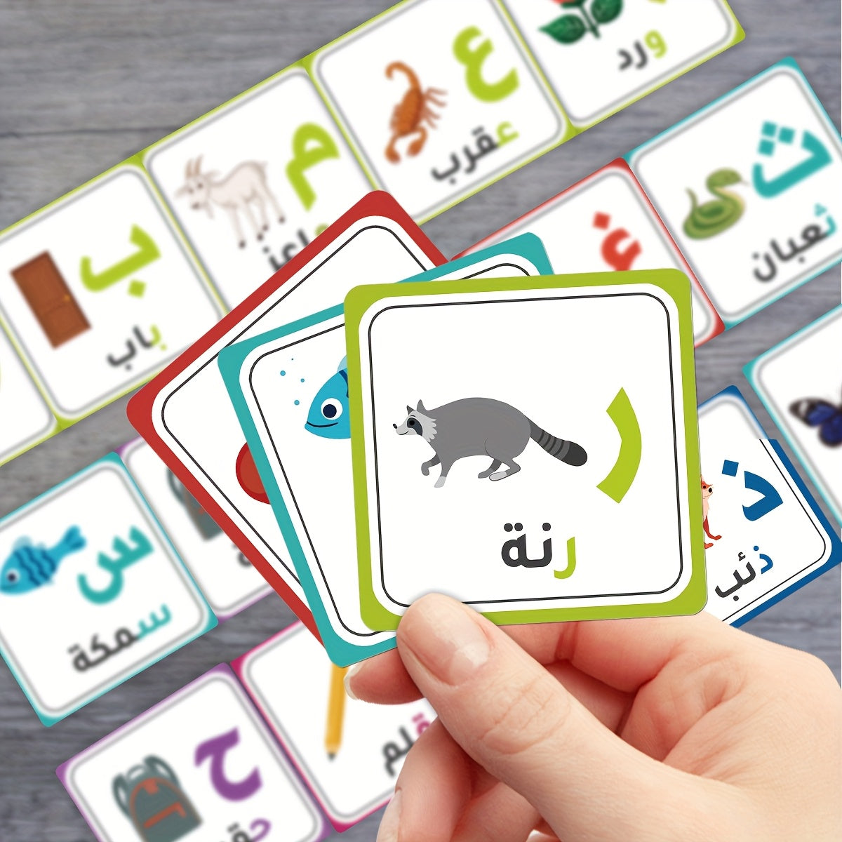 Arabic Animal Alphabet Flashcards Set for Kids
