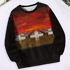 Sunset Cemetery Pattern Long Sleeve Crew Neck Sweatshirt
