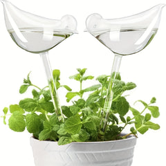 2 Pcs Plant Waterer Self Watering Globes Bird Shape Hand Blown Clear Plastic