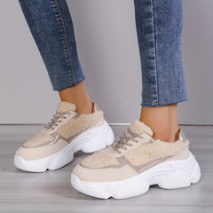 Women's Cozy Fleece Chunky Sneakers Winter Sport Shoes