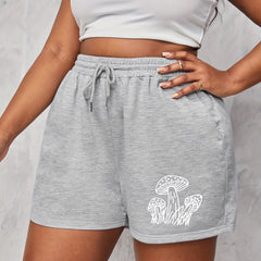 Mushroom Print Drawstring Shorts