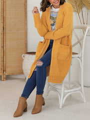 Casual Cardigan Women's Plus Solid Long Sleeve Open Front