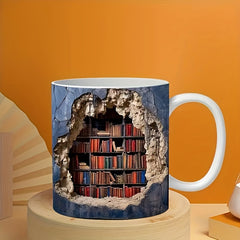 3D Bookshelf Coffee Mug Ceramic Water Cup Holiday Gift