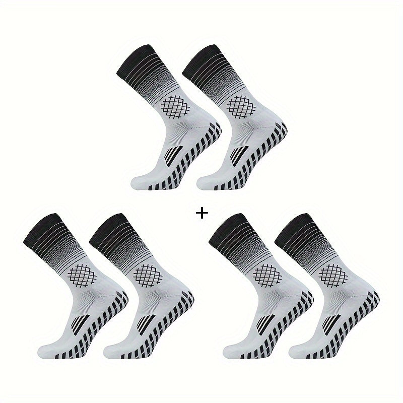 3 Pairs Non-slip Football Socks Outdoor Sports Grip Socks Crew Socks
