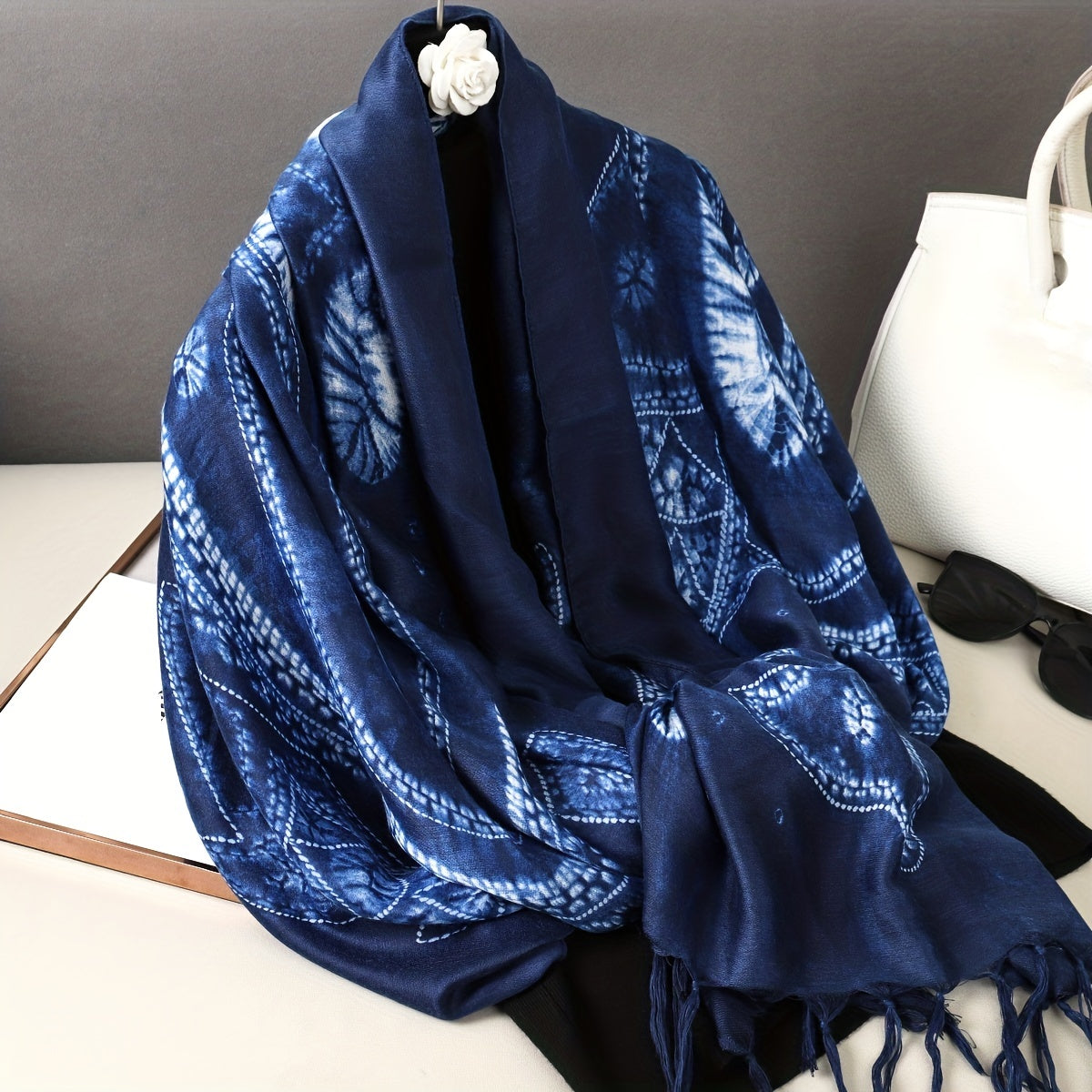 Vintage Tassel Scarf Printed Wrap Windproof Sunscreen Shawl Cape