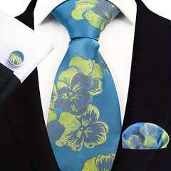 Men's Paisley Tie Set w/ Pocket Towel & Cufflinks