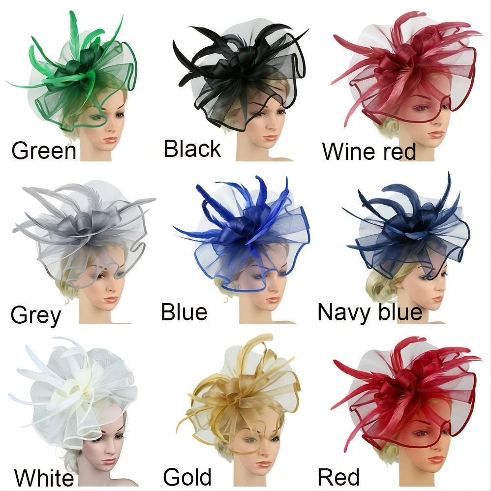 Feather Flower Hair Hat Women Tea Party Headband Fascinator Wedding Cocktail