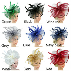Feather Flower Hair Hat Women Tea Party Headband Fascinator Wedding Cocktail
