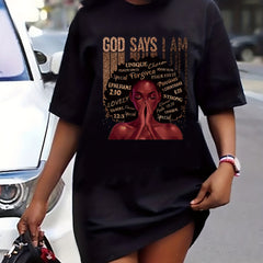 Figure & Letter Print Tee Dress