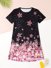 Shamrock Print Crew Neck Short Sleeve Dress