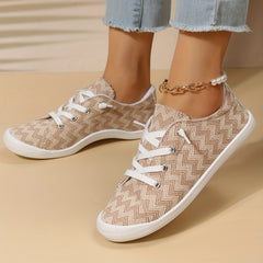 Women's Flat Canvas Shoes Casual Lightweight Lace Up Sneakers