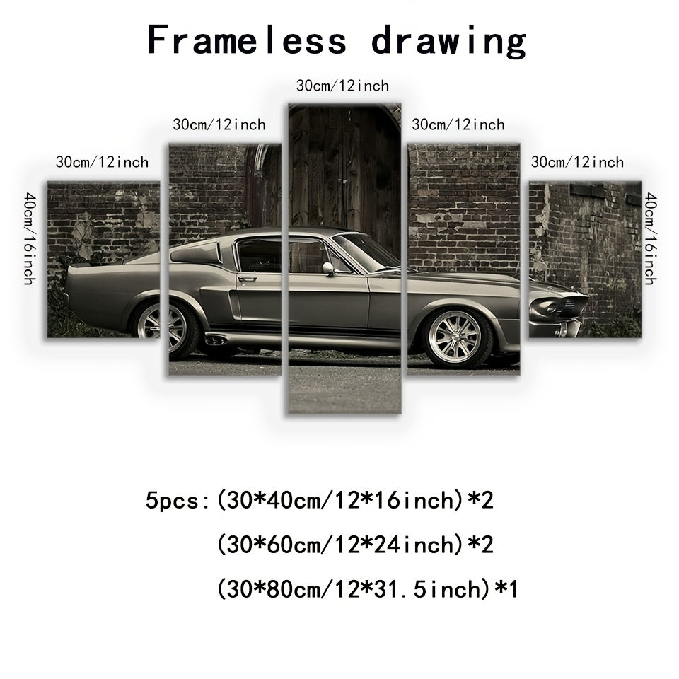 5packs Sports Car Wall Art Sports Car Painting Art Car Living Room Art