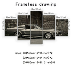 5packs Sports Car Wall Art Sports Car Painting Art Car Living Room Art