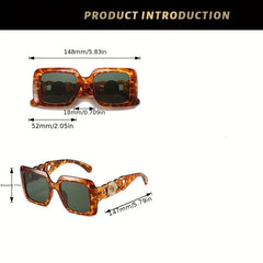 Flower Square Sunglasses UV400 Sun Shades with Case
