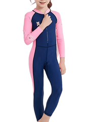 Girl's Zip Up Swimsuit Long Sleeve Surfing Suit Kid's Swimwear