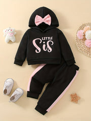 Casual Letter Print Hooded Sweatshirt and Trousers Set