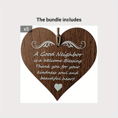 Wooden Heart Hanging Plaque Good Neighbor Welcome Blessing Gift