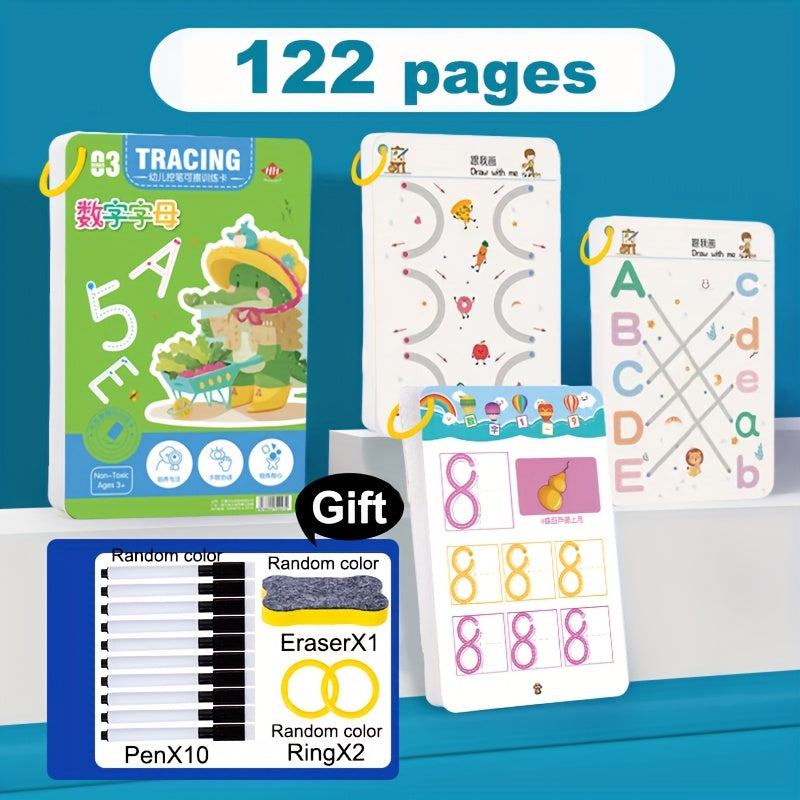 122 Pages Reusable Magic Practice Copybook Set - Pen Control Training