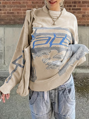Y2K Sweater Women's Plus Graphic Print Knitted Long Sleeve
