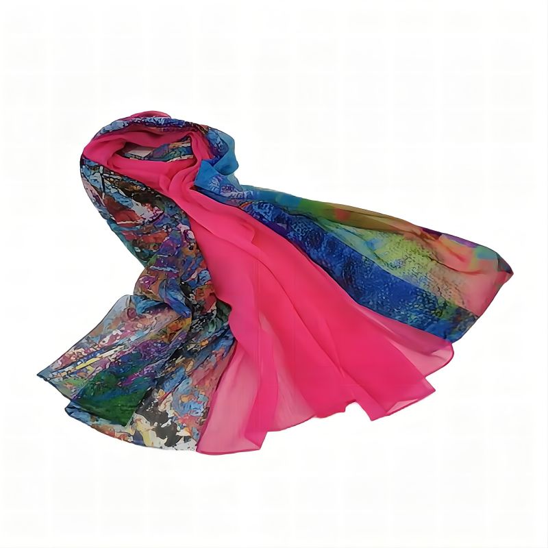 Silk Ladies Sun Protection Shawl Warm Printed Scarf