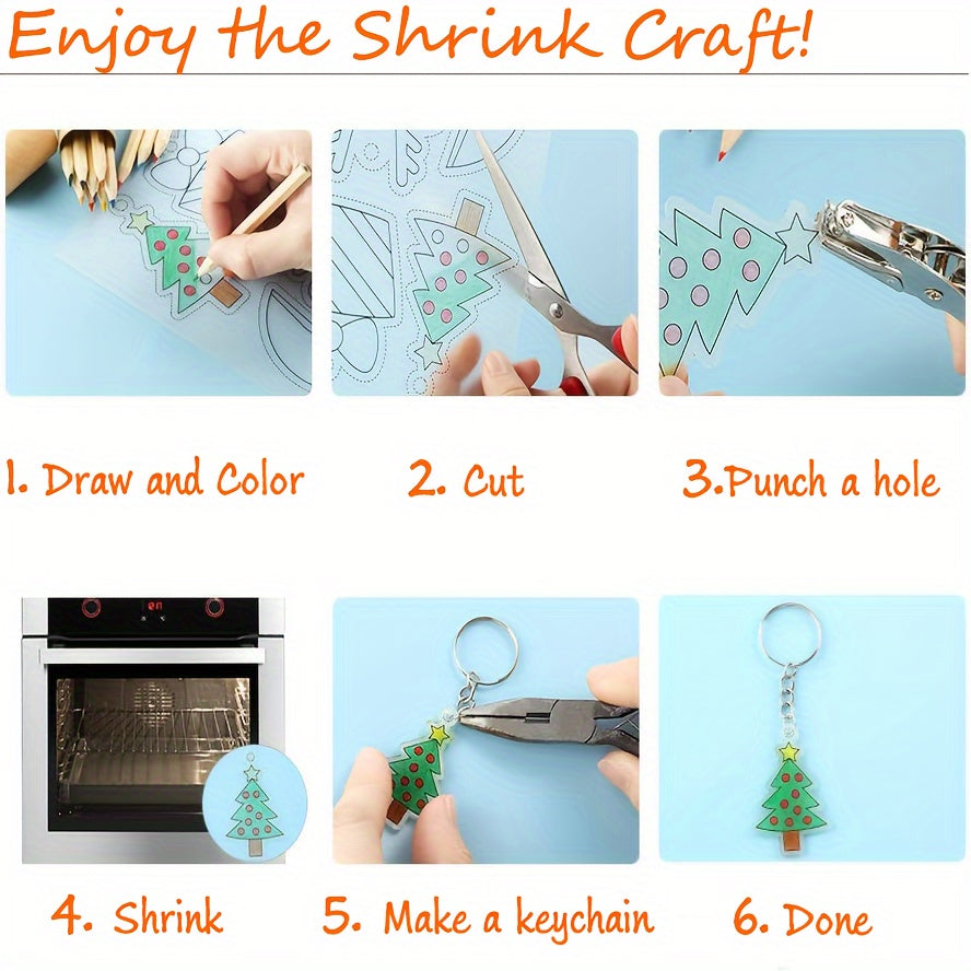 160pc Heat Shrink Film Sheets & Accessories for DIY Keychains