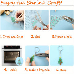 160pc Heat Shrink Film Sheets & Accessories for DIY Keychains