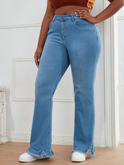 Women's Plus Fringe Trim High Rise Flared Leg Jeans