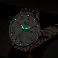 LIGE Rose Gold Ladies Watch Stainless Steel Mesh Bracelet Waterproof Quartz