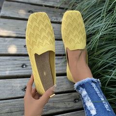 Women's Geometric Braided Flat Shoes Slip On Soft Sole Casual Outdoor Shoes