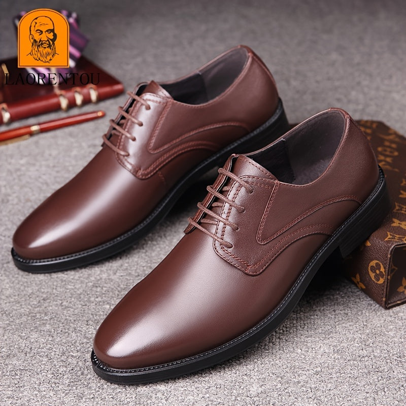LAORENTOU Men's Leather Formal Derby Lace Up Dress Shoes