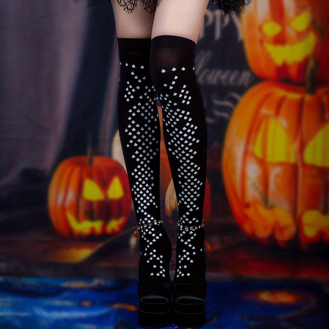 Argyle Pattern Over The Knee Socks Y2K Style Women's Stockings