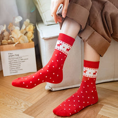 5 Pairs Christmas Pattern Socks Breathable Mid Tube Stockings