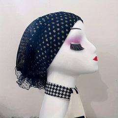 Lace Mesh Turban Cap Vintage Head Wrap Beanie Women Ramadan Bonnet