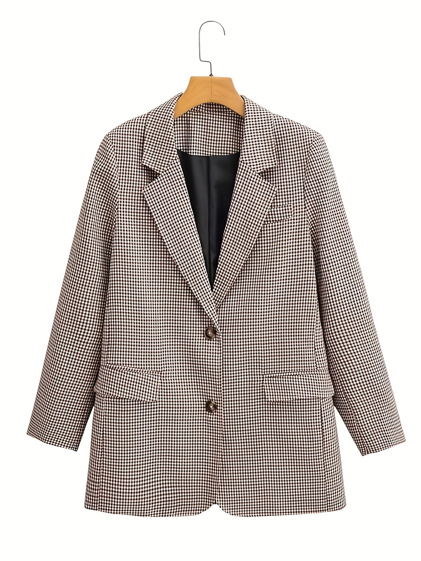 Plaid Print Blazer Single Breasted Long Sleeve Office Outerwear Women