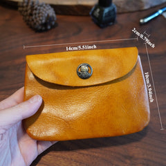 Earth Motif Leather Clutch Bag Large Capacity Vintage Bronze Buckle Closure