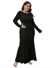 Floral Print Mesh Sleeve Maxi Dress Plus Size