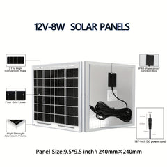 12V Solar Panel 8W Portable for 12V Batteries, Fan, Home Appliances
