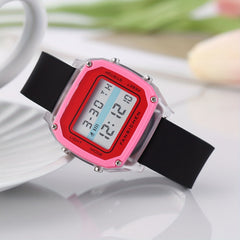 Kids Digital Glow Pink Silicone LCD Watch Gift