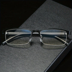Men's Metal Half Frame Reading Glasses Light Blocking