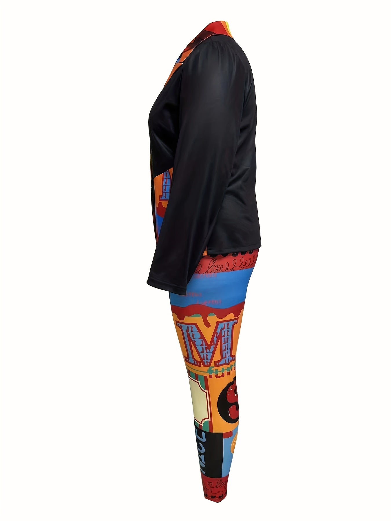 Colorblock Art Letter Print 2 Piece Set