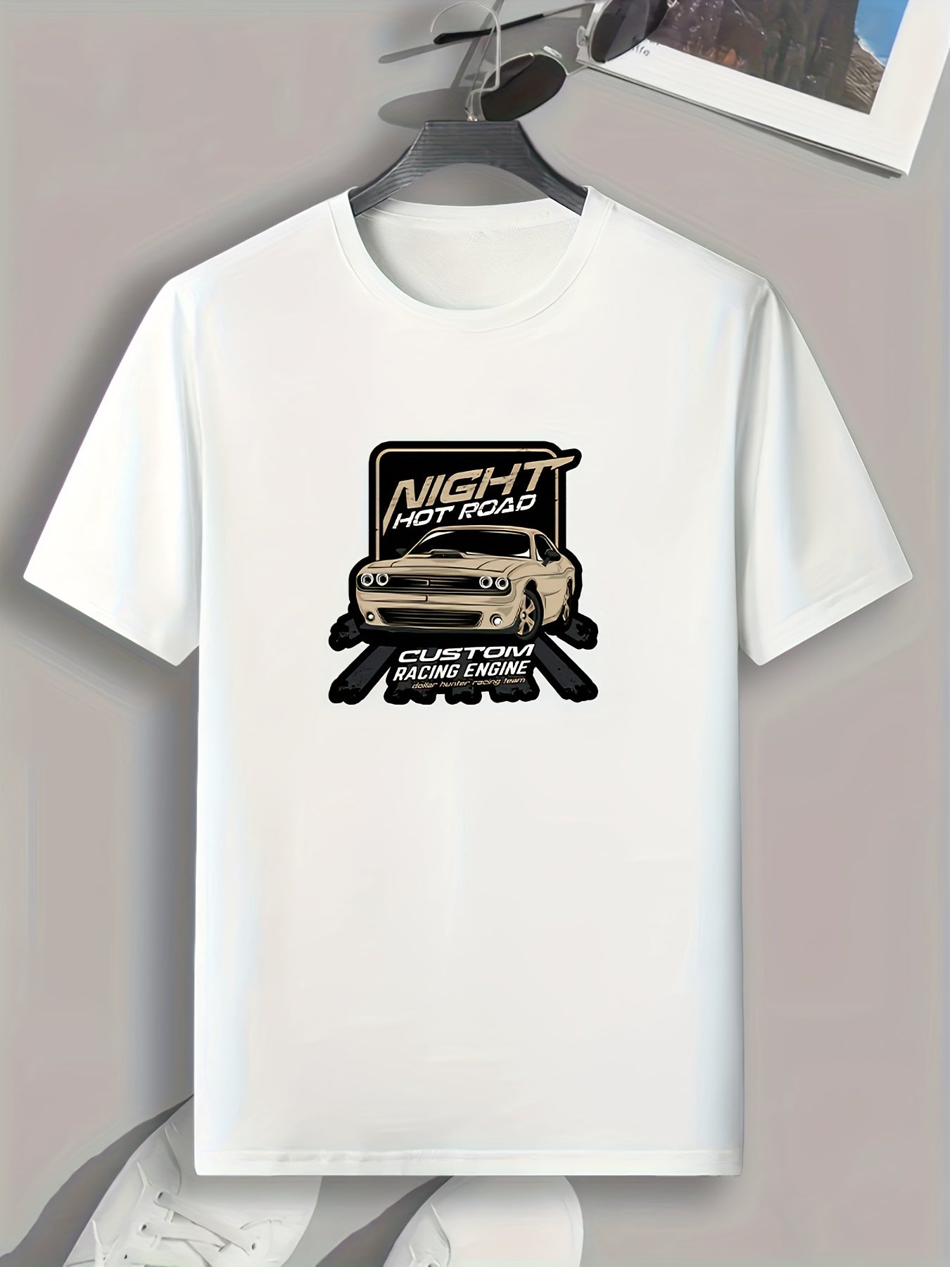 Car Pattern Print Men's Sports T-shirt for Fitness