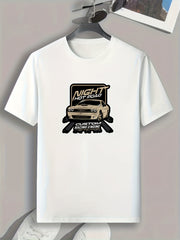Car Pattern Print Men's Sports T-shirt for Fitness