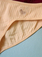 6pcs Heart Embroidery Briefs Hollow Out Intimates Panties