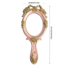 Handheld Mirror Vanity Makeup Mirror Travel Princess Metal Cosmetic Mirror