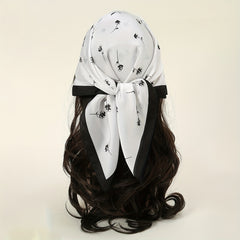 Floral Print Satin Square Scarf Bandana Neckerchief Head Wrap