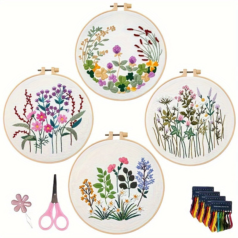 4pcs Embroidery Kits Cross Stitch Pattern Adults