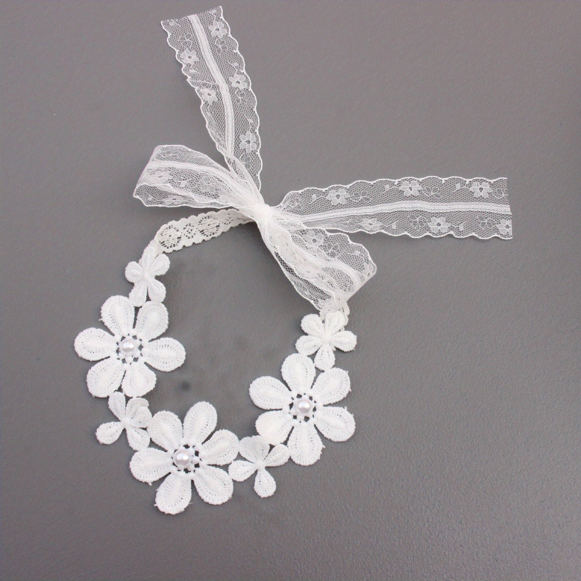 Pink Pearl Lace Flower Hairband for Baby Girls Toddler