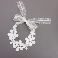 Pink Pearl Lace Flower Hairband for Baby Girls Toddler